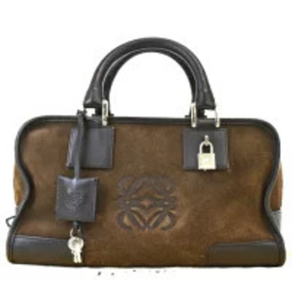 Loewe Amazona Handbag Brown Suede Full Leather Padlock